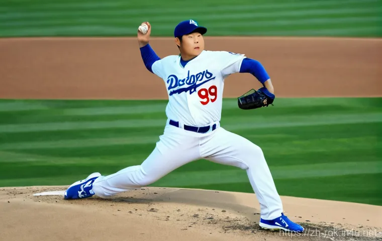 류현진 MLB 투구 기록 - Image Prompt 1: The "Korean Monster" MLB Debut**