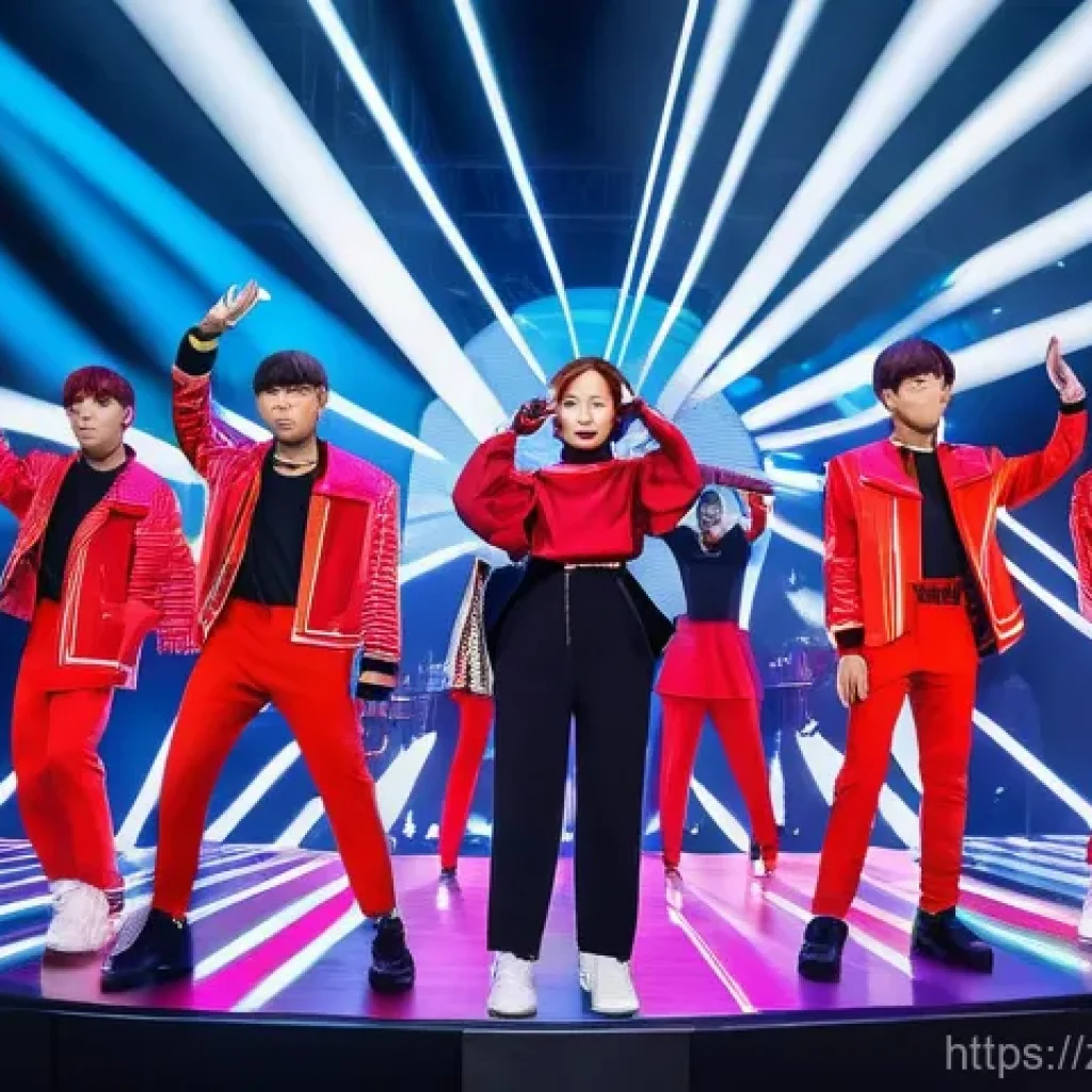K 콘텐츠 글로벌 진출 - **Vibrant K-Pop Concert Unity**
A dynamic, wide-angle shot of a massive K-Pop concert. On stage,...