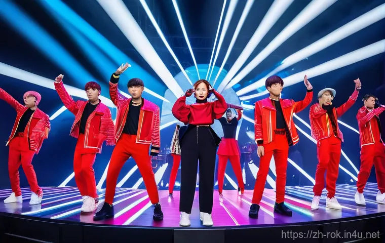 K 콘텐츠 글로벌 진출 - **Vibrant K-Pop Concert Unity**
A dynamic, wide-angle shot of a massive K-Pop concert. On stage,...