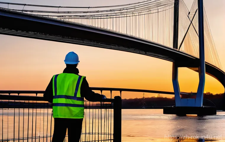 성수대교 붕괴 - Prompt 1: Majestic Bridge with Vigilant Oversight**