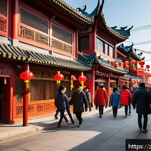 인천 차이나타운 역사 - A vibrant street scene in Incheon Chinatown during the Chinese New Year celebration, featuring tradi...